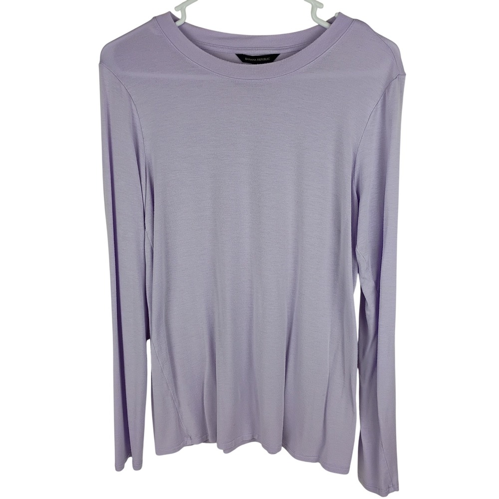 Banana Republic Womens Lavender Purple Modal Blend Long Sleeve Crew Neck Tee M